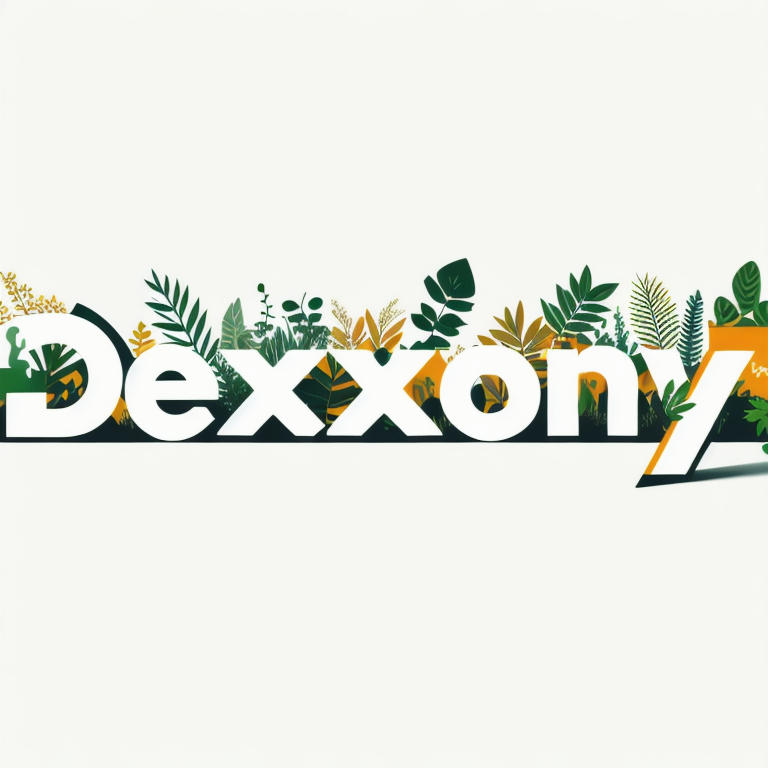 Yeşil yapraklar ve altın sarısı detaylarla Dexxony